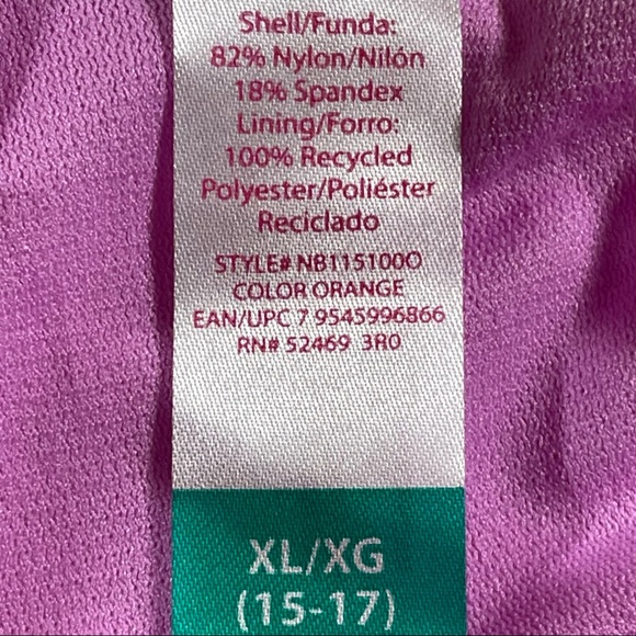 No Boundaries size Xl peach, teal, & lilac colored one piece bathing suit NWOT - Picture 8 of 9
